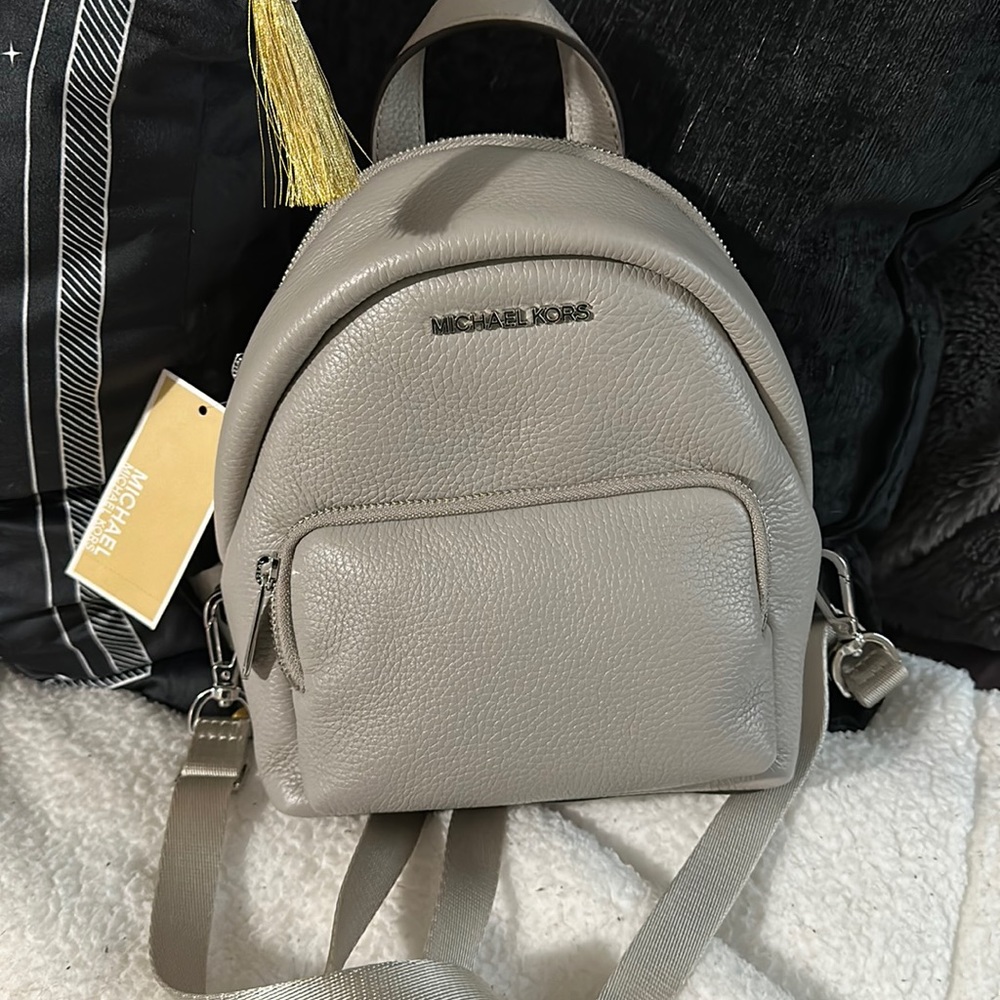 Michael Kors Pearl Grey Leather Mini Backpack